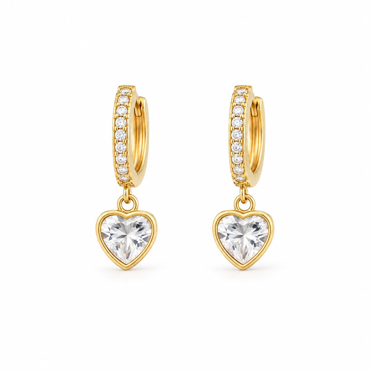 Pavé Heart CZ Huggie Earrings
